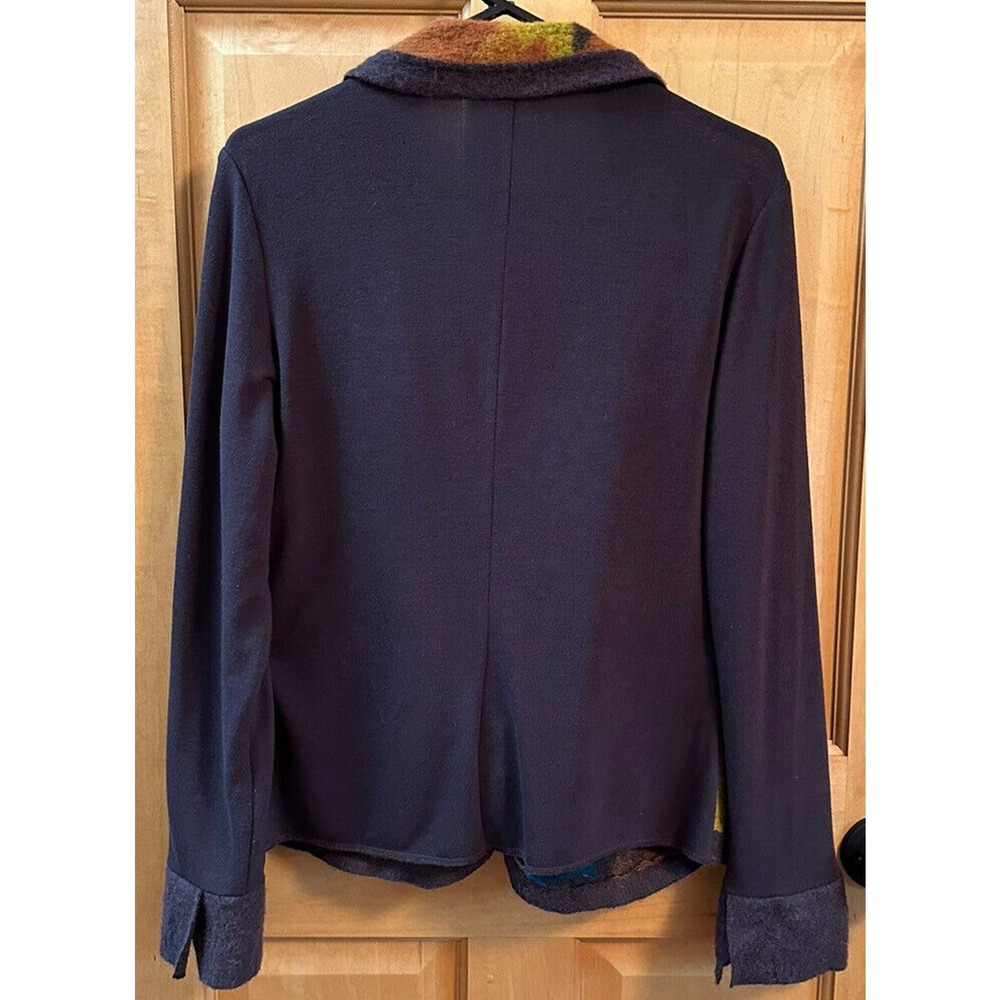 V278, INSIGHT Women’s FELTED Brown Yellow Red WOOL Blend Cardigan Size 12 - Picture 7 of 11